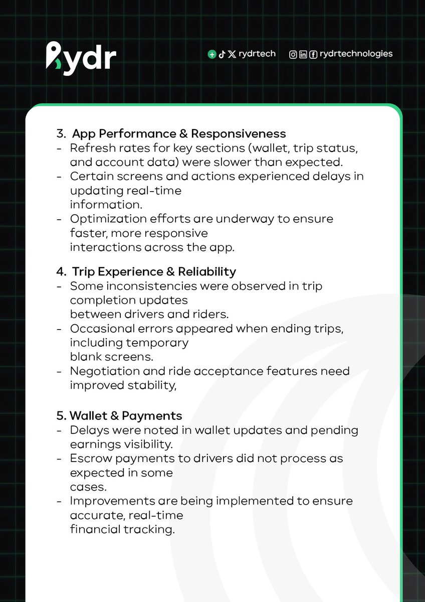 Rydrtech's tweet photo. Sharing key insights from our latest test phase as we continue building a more seamless and reliable experience.

#rydr #rydrexperience #pressrelease #SharedMobility https://t.co/M7DWXJ1Fy2