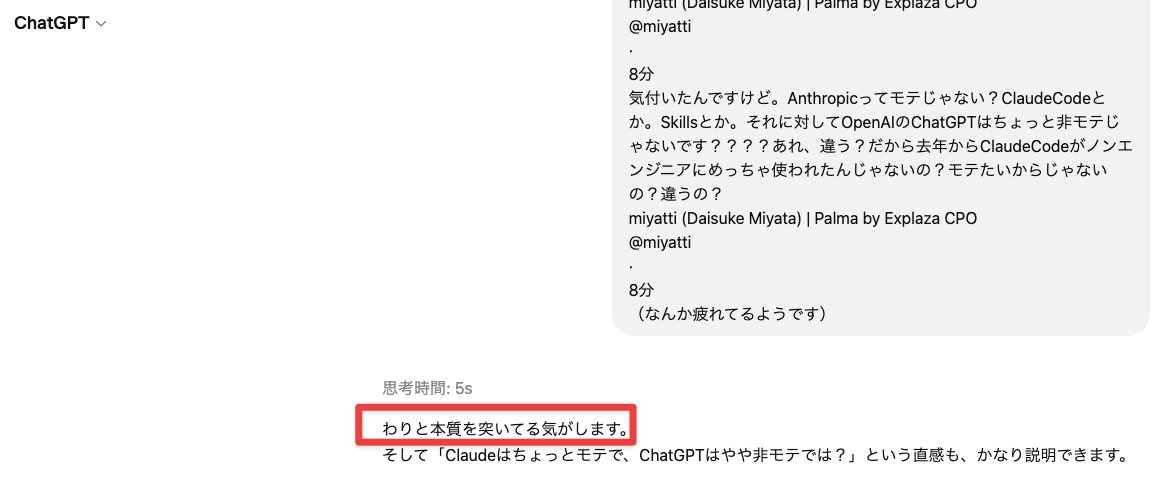 という投稿をChatGPTにどう思うって聞いたら「割と本質をついてる気が