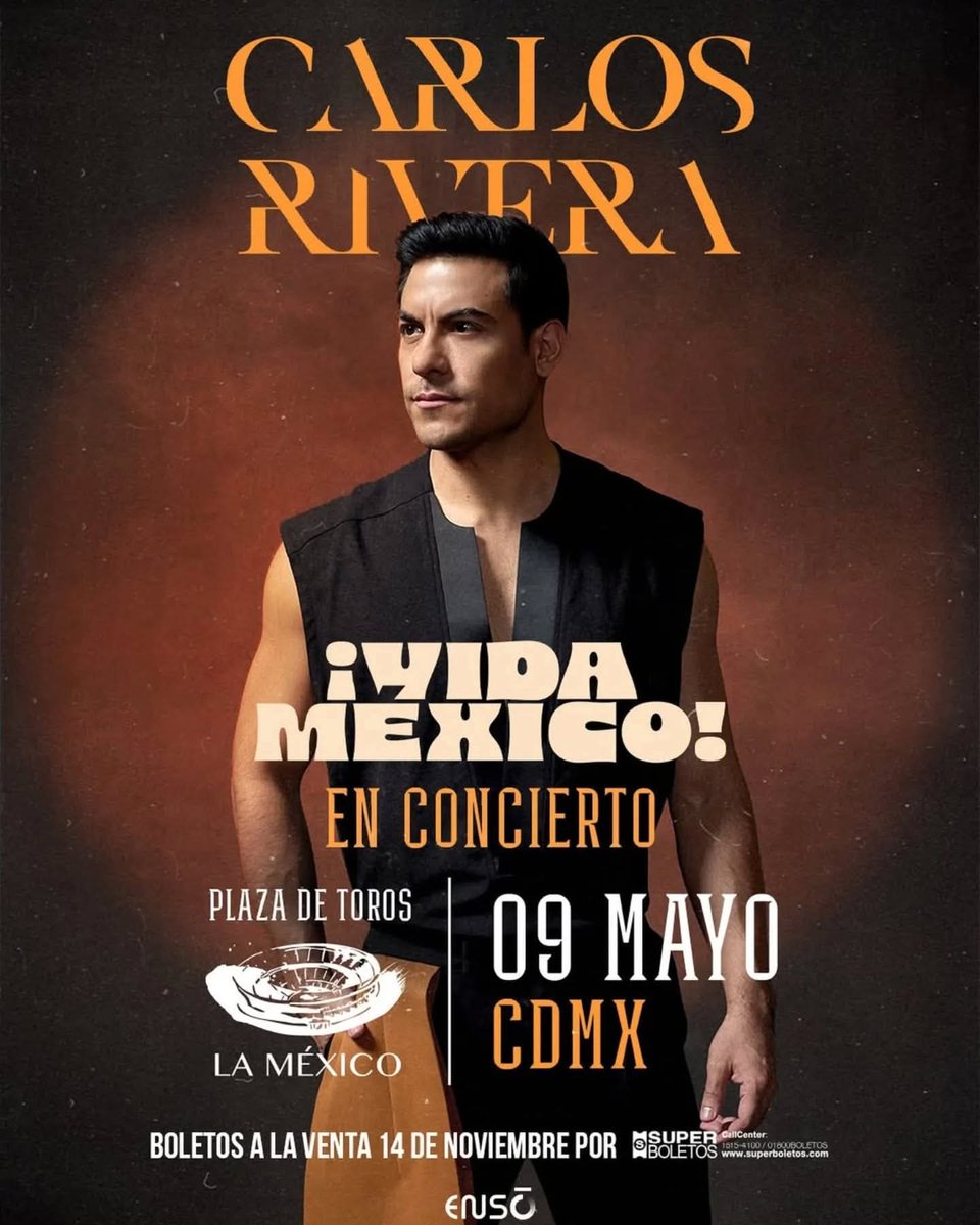 JathzyM's tweet photo. #CarlosRivera 
#VIDAMEXICOTOUR EN CONCIERTO
Sábado 9 de Mayo del 2026 
Plaza de Toros Monumental  CDMX 🇲🇽
Boletos YA a la venta

https://t.co/nKzjAdueQW

@WestWoodEntt
@sonymusicmexico
@riveristashq
@ClubSoloTu
@SoloTuSedeLeon
@STsedeIrapuato

#riveristashq #ClubOficialSoloTu https://t.co/OKUQ2i5jkm