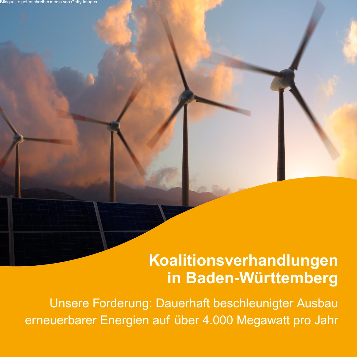 PlattformEEBW's tweet photo. Die Koalitionsverhandlungen in BW laufen. Und damit werden auch die Weichen für die Energiewende im Südwesten gestellt. Wir haben im Vorfeld der Verhandlungen 15 Vorschläge formuliert. Im Zentrum der Empfehlungen stehen der deutlich beschleunigte Ausbau der erneuerbaren Energien. https://t.co/ldTZU4sbVU