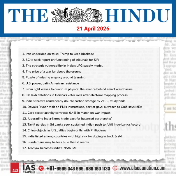 ALS_IAS's tweet image. The Hindu- April 21, 2026

#Thehindu #UPSCNewspaper #CurrentAffairs #DailyCurrentAffairs #UPSCPreparation #IASPreparation #CivilServicesExam #ALSIAS #IAS #UPSC #civilservices #civilservicesexam #UPSCaspirants #NewsAnalysis