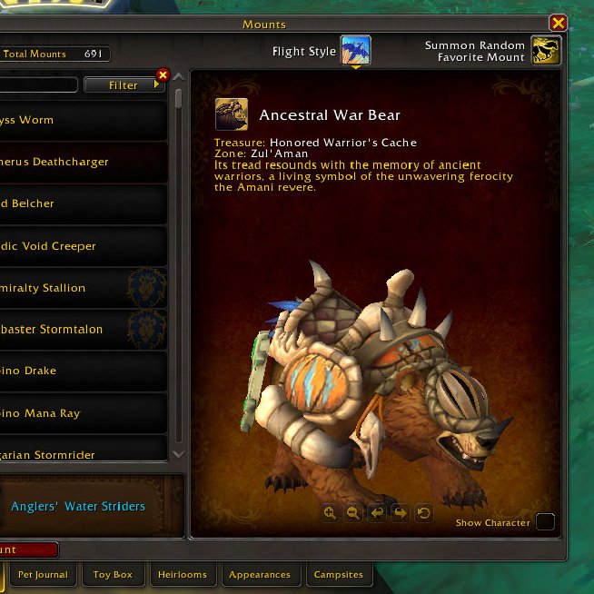 WizardSteve660's tweet image. I was doing the Zul'aman Treasure hunt and I ended up getting the cool awesome Amani Bear Mount. Now I got a Bear mount for when I make a Forest Troll. So far this Bear looks awesome.

#Warcraft #WoW #WorldofWarcraft #Midnight