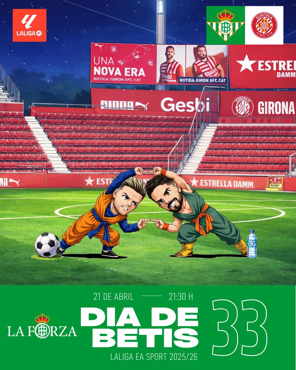 LaforzaBetis's tweet image. 📣¡Día de BETIS!
¡¡HAAAAA... FUSIÓN!! 💥🌴🟢

Tras unas semanas difíciles, es hora de elevar nuestro ki al máximo. No podemos rendirnos ahora.
Es MOMENTO DE ESTAR TODOS FUSIONADOS con el equipo para alcanzar el Nivel 5 de Europa.
#Fusion #MuchoBetis #Girona @fpbeticas
