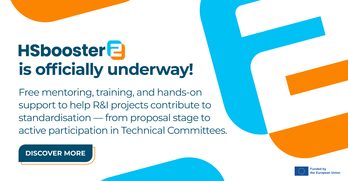 HSboosterEU's tweet photo. HSBooster II is live. Free standardisation support for EU and national R&amp;I projects — from proposal stage to technical committee. First open call coming soon. Read more about our services:
https://t.co/M1ZzvRnw6U https://t.co/eU8SAab6xP