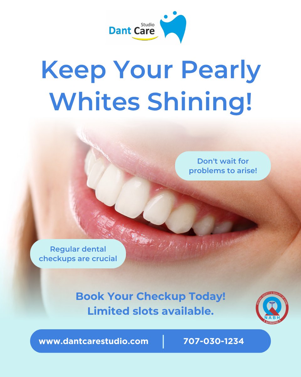 dantcarestudio's tweet image. Keep Your Pearly Whites Shining ✨

A bright, healthy smile isn’t just about looks — it’s about confidence, hygiene, and overall well-being. At Dant Care Studio, we believe every smile deserves expert care and attention.
#DantCareStudio #HealthySmile #TeethWhitening #DentalCare