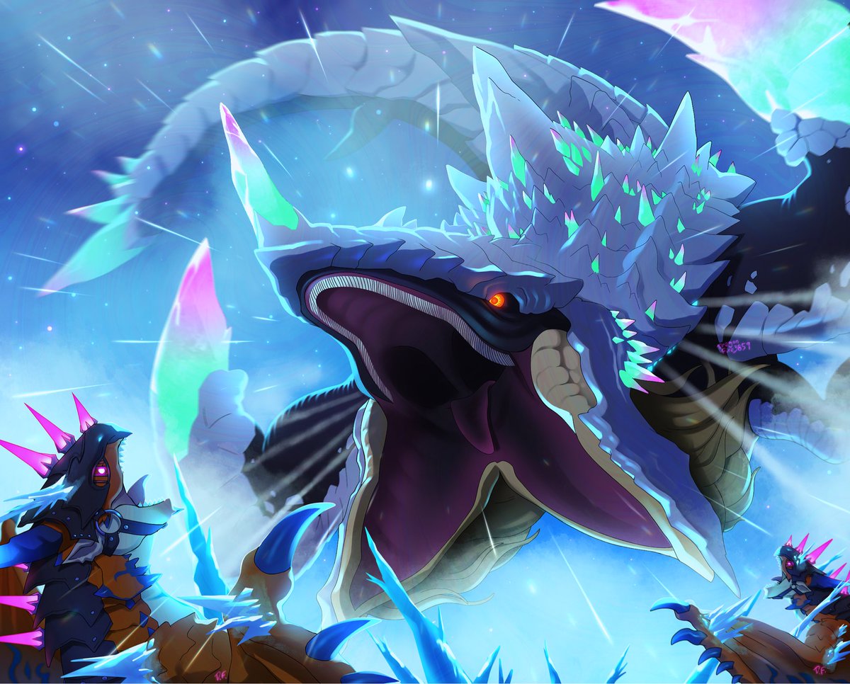 DragonFire3859's tweet image. lest the leviathan’s retribution swallow our sins whole #monsterhunterstories3 #monsterhunterstories #monsterhunter #rathalos #skyscalerathalos #aenshin