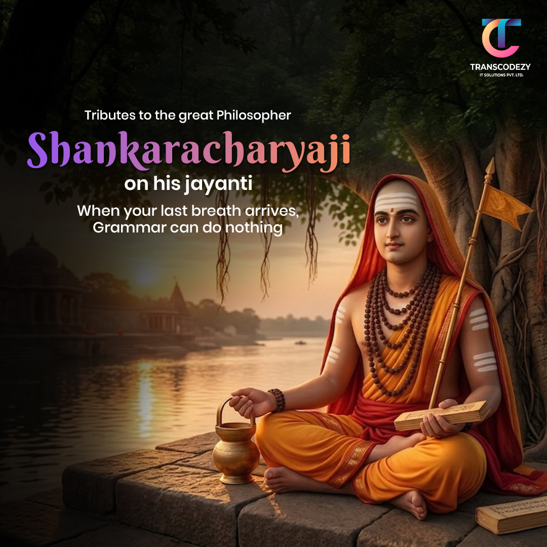 Transcodezy_IT's tweet photo. Remembering Adi Shankaracharya on his Jayanti 🙏
His teachings of Advaita Vedanta inspire unity &amp; self-realization.
#AdiShankaracharyaJayanti #Vedanta #HinduPhilosophy #SpiritualIndia https://t.co/PyLkZQZhpO