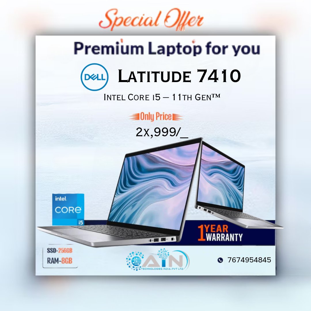AinLtd65211's tweet image. 💻 Dell Latitude 7410 Deal 🔥
i5 11th Gen | 8GB | 256GB SSD
💥 ₹2X,999/-
📞 7674954845
#LaptopDeals #Dell #TechSale #AINTechnologies