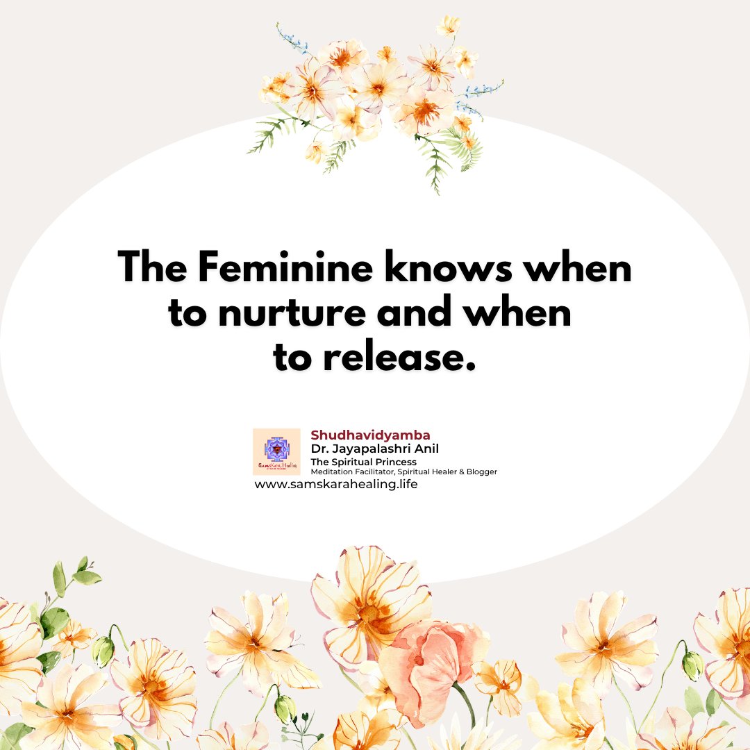 samskarahe27367's tweet image. 𝗤𝘂𝗼𝘁𝗲 𝗼𝗳 𝗧𝗵𝗲 𝗗𝗮𝘆:🌟The Feminine knows when to nurture and when to release.

#wellness #holistichealth #selfcare #mindfulnesas #healingjourney #Healingprincess #mentalhealth #wellbeing #spirituality #innerpeace #mindbodyspirit #goodvibes #meditation #wellnesscommunity