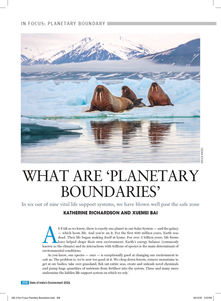CSEINDIA's tweet image. What are planetary boundaries, and why do they matter for our future? As we approach #EarthDay, it is time to reflect on the hard limits our planet can sustain. 

In six out of nine vital life support systems, we have blown well past the safe zone. Read the full analysis from the