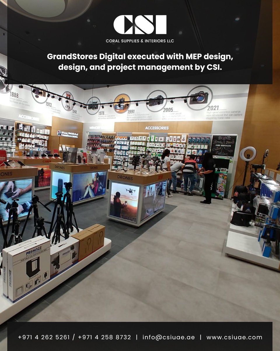 CoralSupplies's tweet image. From planning to delivery, every stage matters.
CSI delivered GrandStores Digital with a structured approach across MEP, design, and project management
Visit: csiuae.com

#designandbuild #fitoutcontractor #interiordesignuae #csiuae #commercialinteriors #uaeinteriors