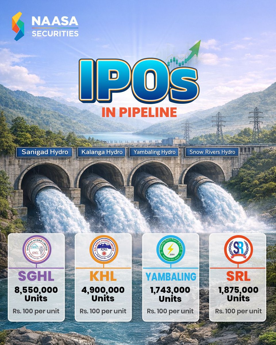 naasasecurities's tweet image. IPOs in the Pipeline! Are you ready to invest ?💸
Which IPO will you pick? COMMENT down below⬇️
.
.
.
#naasasecurities #infographic #shares #data  #hydropower #nepal #news #bullmarket #stockmarketinvesting #stockmarketeducation #tms58 #stockmarketfacts #invest #investment