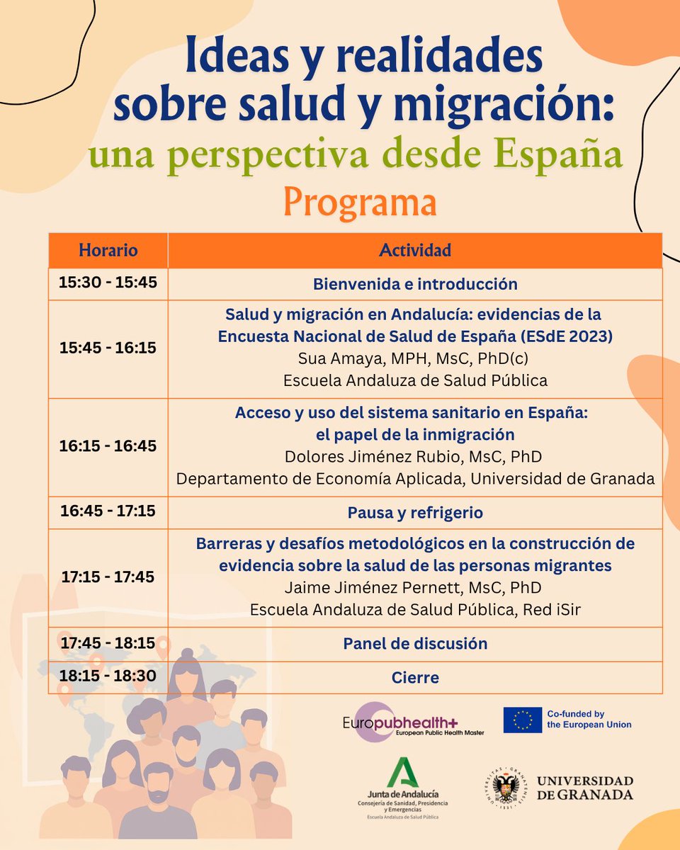 EASPsalud's tweet photo. Simposio: Ideas y Realidades sobre Salud y Migración
Una perspectiva desde España

🗓️ 27 abril. 15:30h-18:30h
💺 Presencial EASP o 🖥️ Virtual
✏️ Inscripción gratuita

ℹ️ https://t.co/H8Bey52Xhs

Evento organizado por el alumnado del XX Máster Excelencia en Salud Pública @EuroPH https://t.co/HK71xzEUVt