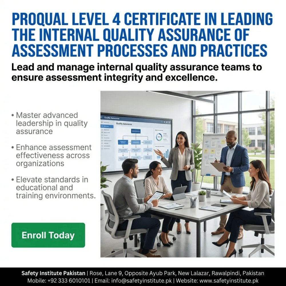 SafetyPakistan's tweet image. ProQual Level 4 Certificate in Leading the Internal Quality Assurance of Assessment Processes and Practices — Open for enrolment at Safety Institute Pakistan. Level 4. #ProQual #Level #Certificate #Leading #Internal #Quality #Assurance #Assessment #Processes