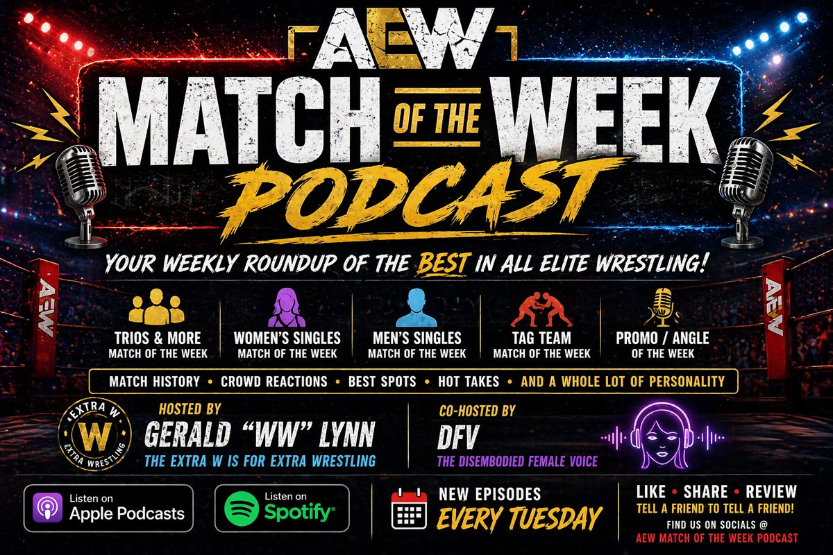 TheRealNolanTh1's tweet image. 🚨Tap in🎙️🔥#AEW Match of the Week is LIVE! Ospreay, Thekla, Bucks &amp;amp; hot takes! 💥 #WrestlingPodcast 🎧 AVAILABLE NOW on
Spotify
open.spotify.com/show/4aq0OXHPz…
Apple
podcasts.apple.com/us/podcast/aew…
👉 Hit play 👉 Drop a comment 👉 #AEWDynamite #AEWCollision #AEWFans #WrestlingCommunity