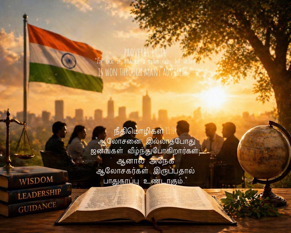 WordnLight's tweet image. #today’sverse#Proverbs 11:14
“For lack of guidance a nation falls, but victory is won through many advisers.”

நீதிமொழிகள் 11:14
“ஆலோசனை இல்லாதபோது ஜனங்கள் வீழ்ந்துபோகிறார்கள்; ஆனால் அநேக ஆலோசகர்கள் இருப்பதால் பாதுகாப்பு உண்டாகும்.”