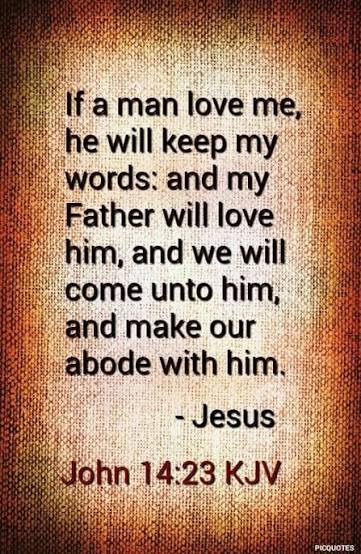 If anyone loves me, he will obey my teaching. My Father will love him, and we will come to him and make our home with him.—John 14:23💖🙏💖🙏💖