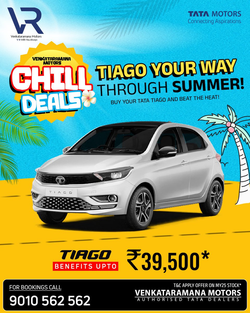 VRM_Motors's tweet image. Drive Into Summer with Unmissable Offers on Tata Cars! 🚗🔥

This season, upgrade your drive with unbeatable summer deals on your favorite Tata Motors cars!

Visit: venkataramanatata.com/new-cars.html
📞 Call now: 9010 562 562
#SummerOffers #DriveTheFuture #SUVLife #CarOffers #TataMotors