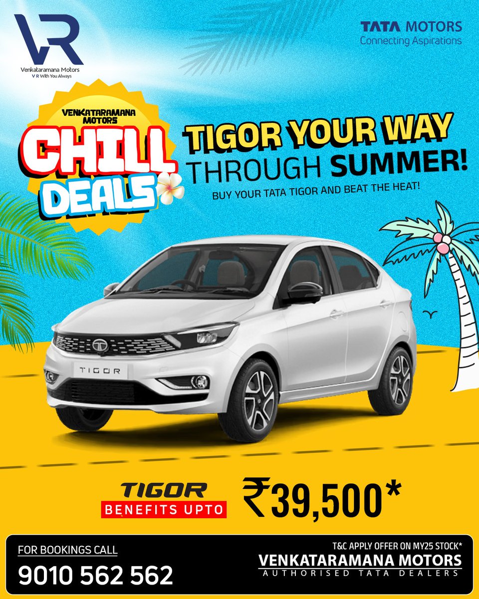 VRM_Motors's tweet image. Drive Into Summer with Unmissable Offers on Tata Cars! 🚗🔥

This season, upgrade your drive with unbeatable summer deals on your favorite Tata Motors cars!

Visit: venkataramanatata.com/new-cars.html
📞 Call now: 9010 562 562
#SummerOffers #DriveTheFuture #SUVLife #CarOffers #TataMotors