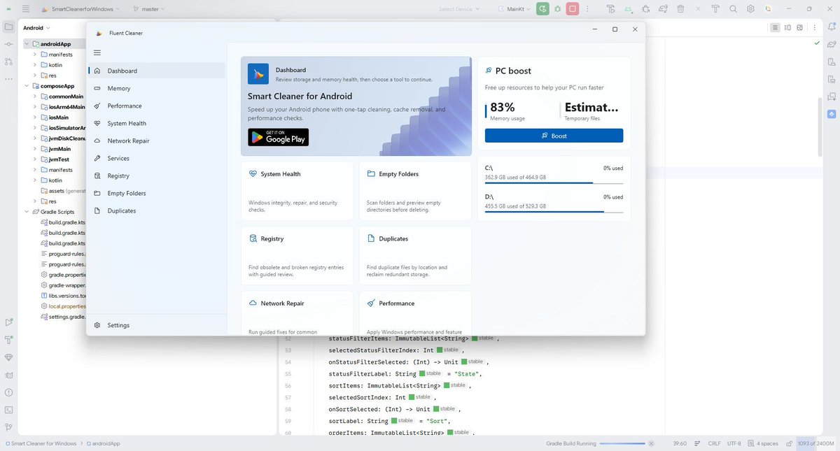 MihaiCristianC's tweet photo. Working on Fluent Cleaner for Windows.

Currently experimenting with:
• smoother tab transitions
• better scrolling behavior
• system tray improvements

Still WIP, focusing on making everything feel native and stable. 

#FluentDesign #WindowsApp #UX #UI #AppDev #Software #WIP https://t.co/mRNUYEjB6H