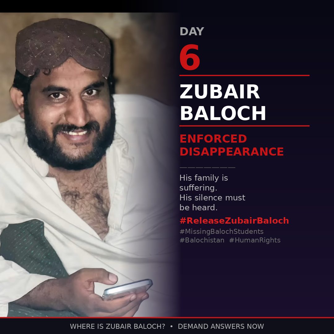 Adnaan_Baloch's tweet photo. #Day_6
His family continues to live in distress, hoping for his safe return. Enforced disappearances violate fundamental human rights and constitutional protections. The authorities must take urgent steps to ensure his safe recovery and provide answers.
#ReleaseZubairBaloch https://t.co/STVkoEdVjy