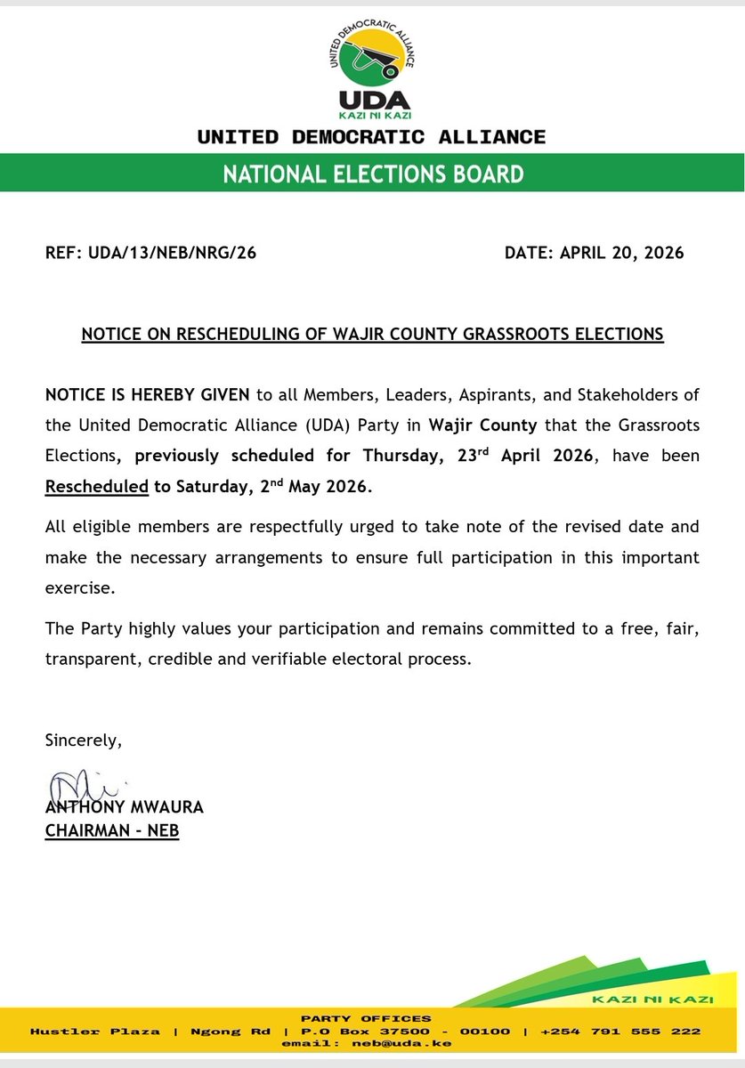 United Democratic Alliance, UDA. tweet media