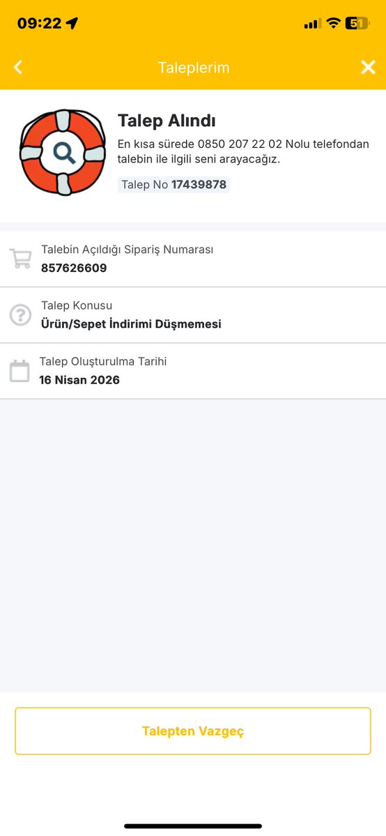 16/04/2026 tarihinde ilk verdiğim siparişte sepetime 1 adet simit ekledim ücretsiz olması lazımken ücret çıktı  1 saat sonra başka bir sipariş daha verdim 1 adet simit ekledim bu ücretsiz çıktı ve 16 sından belli sorun düzeltilmedi  <a href="/Migros_Turkiye/">Migros Türkiye</a> arayanda yok  <a href="/MSanalMarket/">Migros Sanal Market</a>