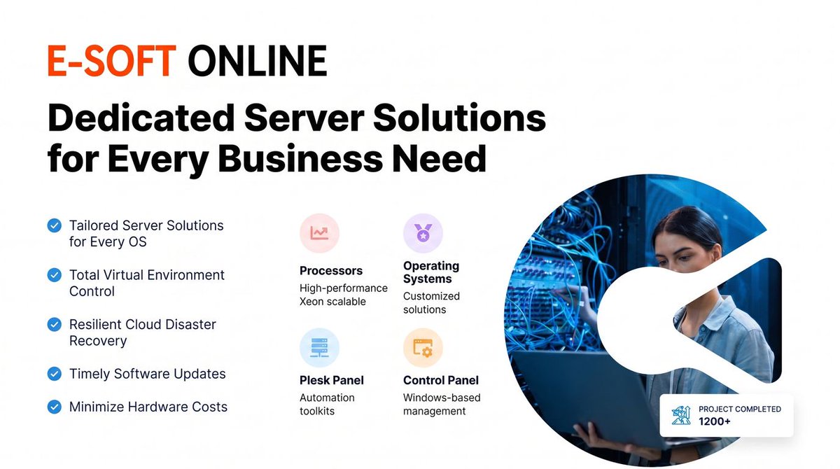ESoft_Solutions's tweet photo. E-Soft Online delivers Dedicated Server Solutions built for speed, security &amp; scalability. 💻⚡

✅ Tailored OS Solutions
✅ Virtual Environment Control

📩 DM us today!
#DedicatedServer #ServerHosting #CloudHosting #BusinessGrowth #ITSolutions #ESoftOnline #Tech #HostingSolution https://t.co/NIR2djVFff