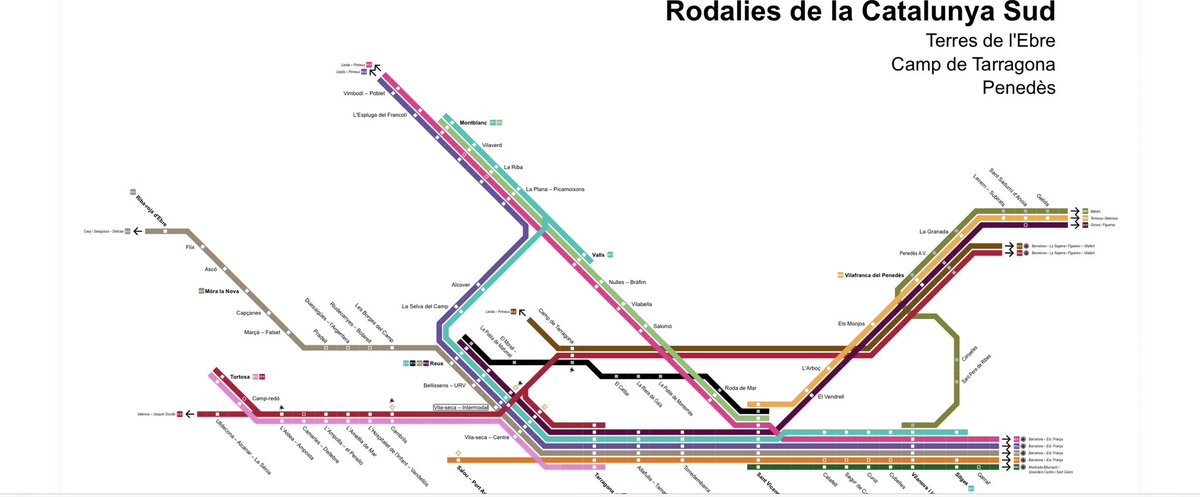 👉🏻Repensar les coses i pensar la Catalunya Sud en clau regional.

🚨Compareu el mapa del Rodalies del Sud de Catalunya pensat des d'un despatx de Barcelona.

✅Amb el mapa del Rodalies del Sud de Catalunya pensat des del Sud de Catalunya.

#Avancem