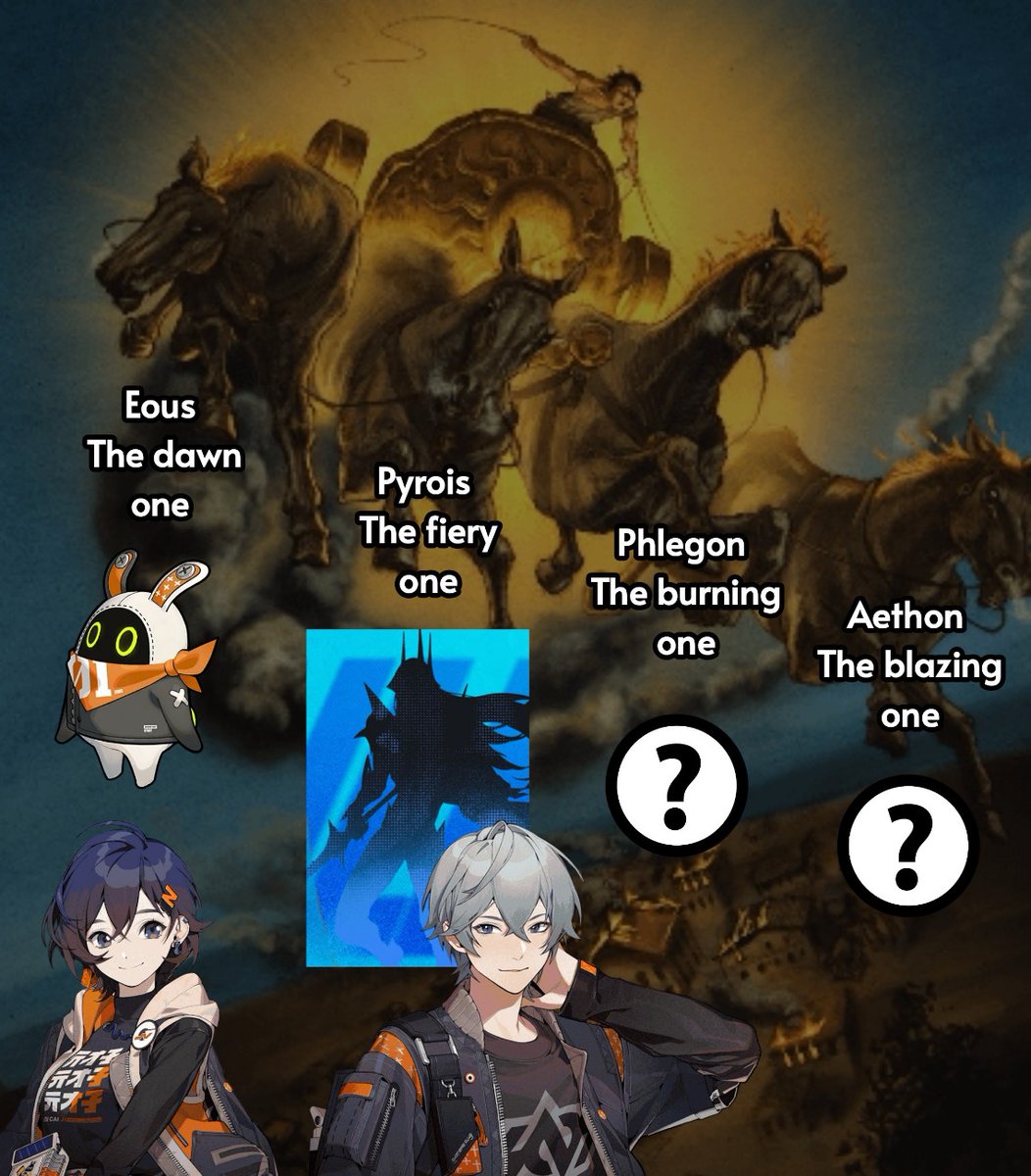 As you may know, Belle and Wise are inspired by the Greek legend of Phaethon, whose chariot was drawn by four horses:

Eous
Aethon
Pyrois
Phlegon

Eous has already been introduced as an ally, and Pyrois soon. If this pattern continues, the remaining two may be introduced as well.