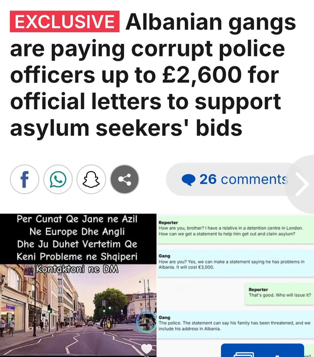 DonnaLouise1212's tweet image. Just when you think the police in the UK cant possibly get any more corrupt.
Albanian asylum seekers are paying corrupt police officers to provide official letters supporting their applications, the Daily Mail can reveal. 
Migrants from Albania often claim they have been