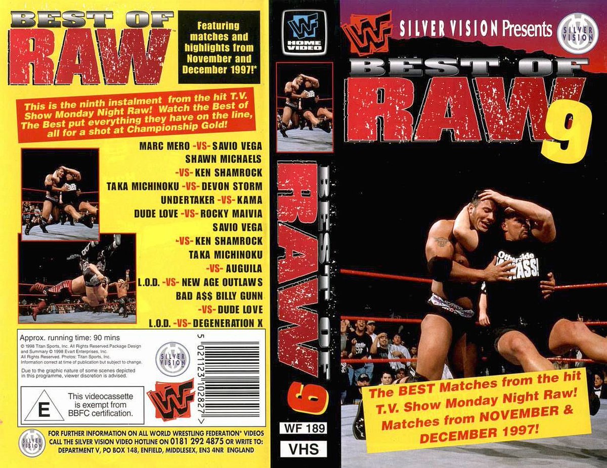 WWFWrestling1's tweet image. Silver Vision presents Best of Raw Volume 9 on video cassette! 📼 #WWF #WWERaw #Wrestling