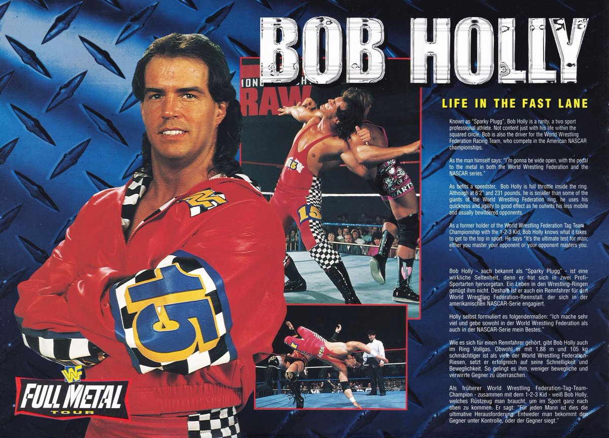 WWFWrestling1's tweet image. Profile of Bob Holly from the 1995 WWF Full Metal European Tour Programme. 🏁🏎️ #WWF #WWE #Wrestling #BobHolly