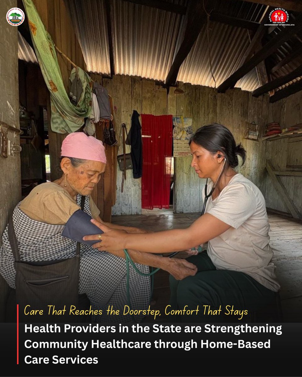 meghalayahealth's tweet image. Health Providers across the state are delivering compassionate home-based care, reaching the elderly and vulnerable with essential services and human connection. Their dedication is bringing comfort, dignity, and renewed strength to many. #HealthcareForAll #CommunityCare