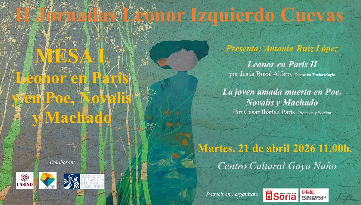 FAM_SORIA's tweet photo. II Jornadas Leonor Izquierdo. Martes. I Mesa. 11,00 horas. https://t.co/biS0TEFkZF