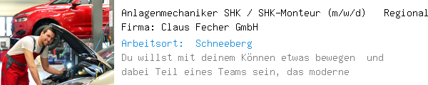 stellenmarktnet's tweet image. Anlagenmechaniker SHK / SHK-Monteur (m/w/d) – Regionale Einsätze &amp;amp; Top-Ausstattu in Schneeberg bei Claus Fecher GmbH
#Jobs #Job245950829 #Handwerk online-stellenmarkt.net/job-twitter/24…