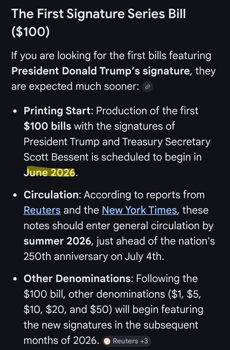 TifaniesweTs's tweet image. #Dollar 👀

The first "new" bills you will likely see depend on whether you mean a security redesign or the new presidential signature series.