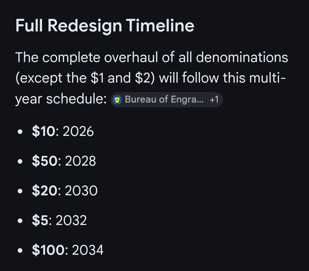 TifaniesweTs's tweet image. #Dollar 👀

The first "new" bills you will likely see depend on whether you mean a security redesign or the new presidential signature series.