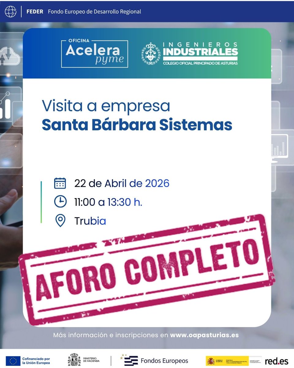coiias's tweet photo. 👍¡𝐇𝐞𝐦𝐨𝐬 𝐜𝐨𝐥𝐠𝐚𝐝𝐨 𝐞𝐥 𝐜𝐚𝐫𝐭𝐞𝐥 𝐝𝐞 𝐜𝐨𝐦𝐩𝐥𝐞𝐭𝐨! en la visita a la planta de Santa Bárbara Sistemas de la 𝐎𝐀𝐏 𝐂𝐎𝐈𝐈𝐀𝐒 
@redpuntoes AceleraPyme
#FEDER #OficinasAcelerapyme #Acelerapyme 
#TransformacionDigital #EuropaSeSiente https://t.co/aaFj3EAWDp