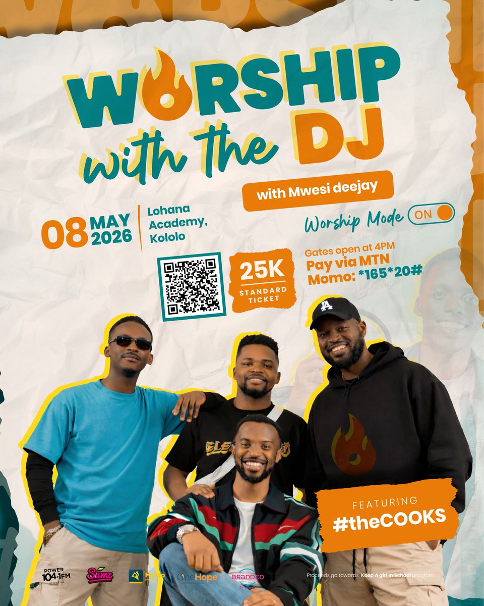 mwesi_deejay's tweet photo. Ladies &amp; Gentlemen, #theCOOKS.🔥🙌

Now you know, the Cooks Band are ready to serve us with a proper set on Friday 8th MAY '26!🥳

Get your tickets before they run out!
Dial *165*20# to get your ticket via(MTN Momo)
📍 - Lohana Academy, Kololo
🎟 - 25K | Standard entry
🕓 - 4PM. https://t.co/kZeWSiTLMn