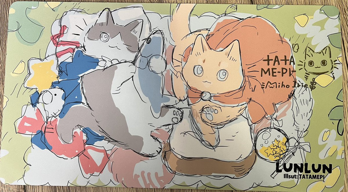 たたメーぴー先生猫ドラゴンの伝説柄　プレイマット MTGプレイマット LUNLUN たたメーピー先生描き下ろしオリジナルプレイ