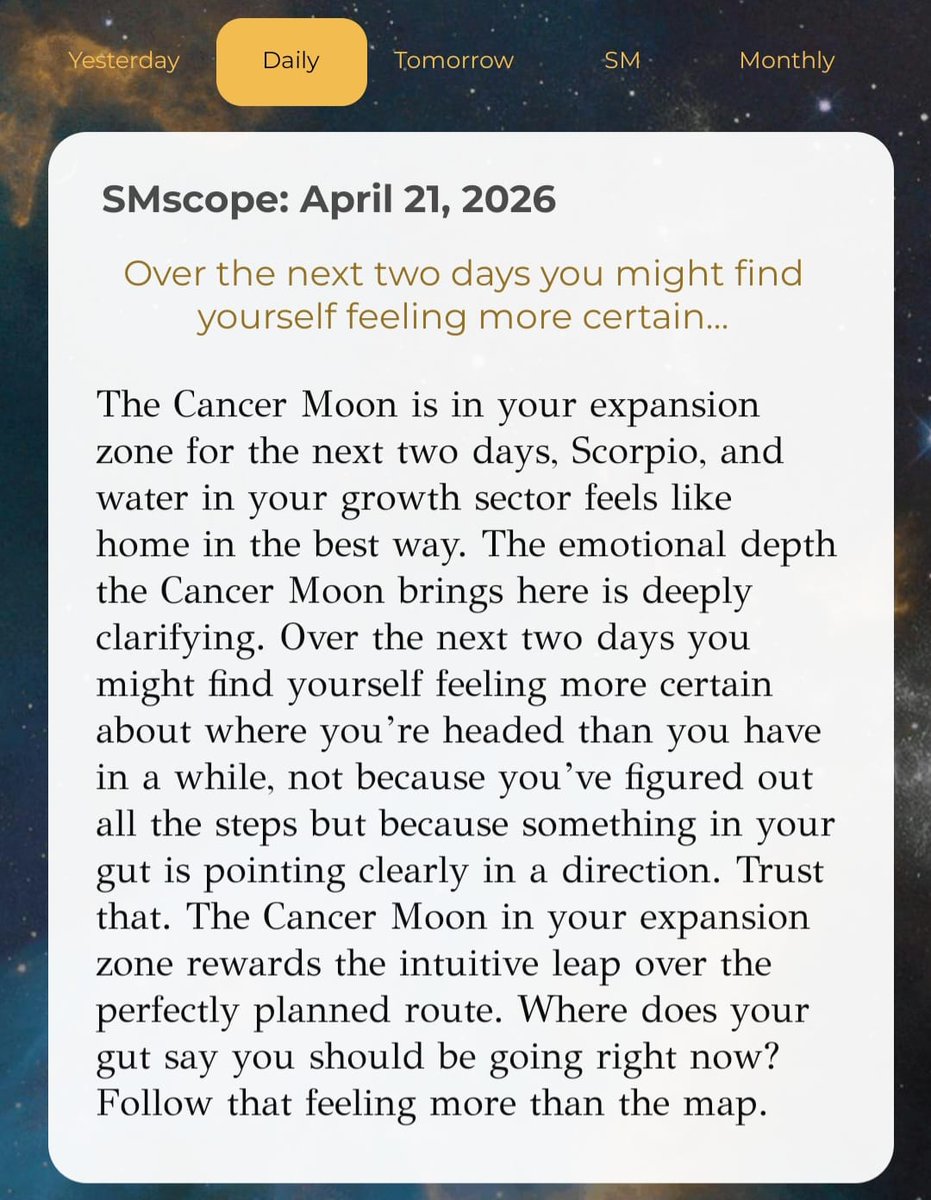 ScorpioMystique's tweet image. #SMscope Apr 21 ♏️♥️✨ want to receive these scopes each day? check out my KnowTheZodiac App on iOS &amp;amp; Android and you’ll never miss one! app.knowthezodiac.com #astrology #ktzapp #knowthezodiac #horoscopes