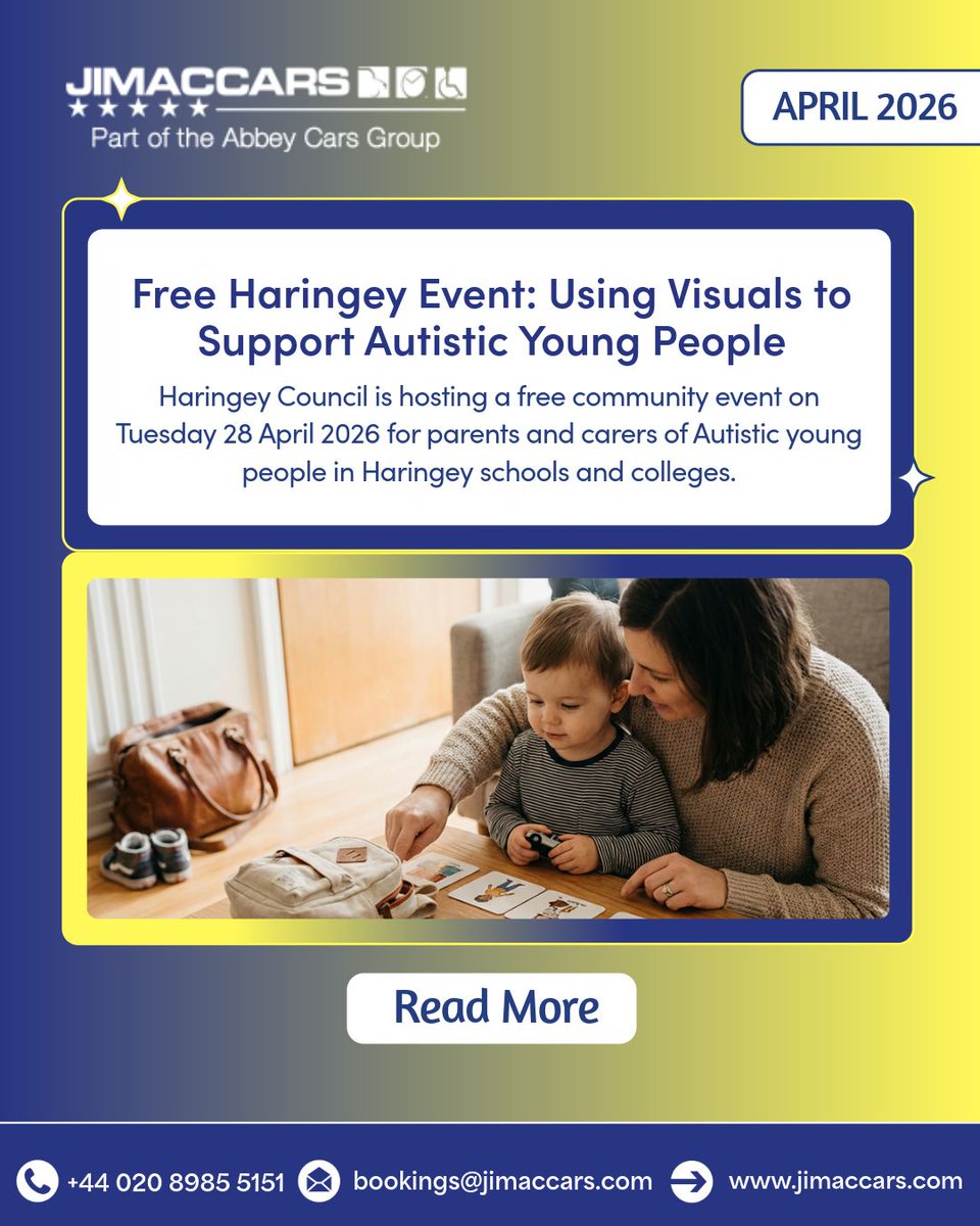 JimacCars's tweet image. Free #Haringey Event for #parents of #autistic young people 🌟 Learn how visual supports (schedules, boards &amp;amp; more) can help your child feel calmer &amp;amp; confident.
📅 28 Apr | ⏰ 10–12
📍 Chestnuts Community Centre
💰 FREE
Find more info : bit.ly/48cTrmP