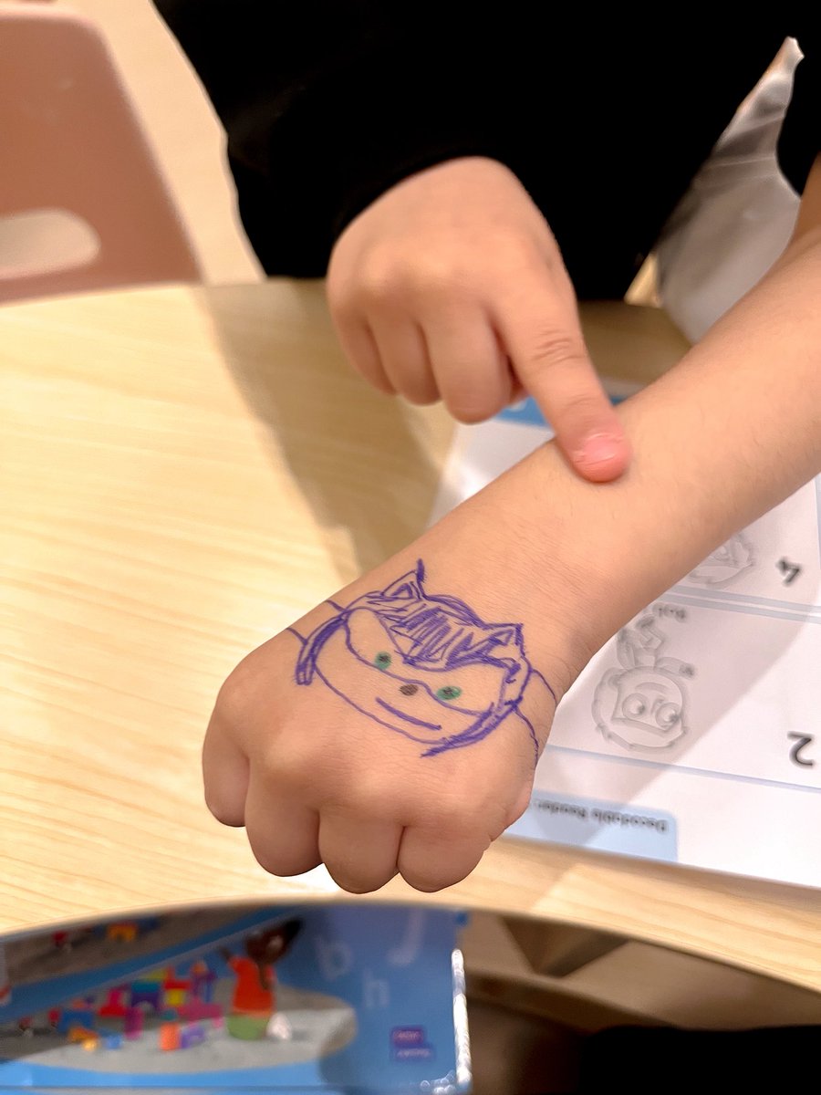 انا اتحمس ارسم على يدهم اكثر منهم

كان ممكن اقترح ستيكر او نقاط بس 
ليش ما برسم على يدك ساعه سونيك مثلا ؟