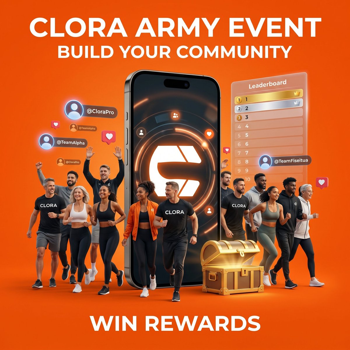 GIVEAWAY: THIS COSTS $0, JUST FLEX YOUR COMMUNITY!

No wallets. No payments. No luck; only real people backing you.

Follow <a href="/clora_io/">CLORA</a> 
Like + Repost this post
Comment your username + tag 3 friends.

🏆 Most liked comments after 48h win:

🥇 1st Place — $30
🥈 2nd Place — $20
🥉