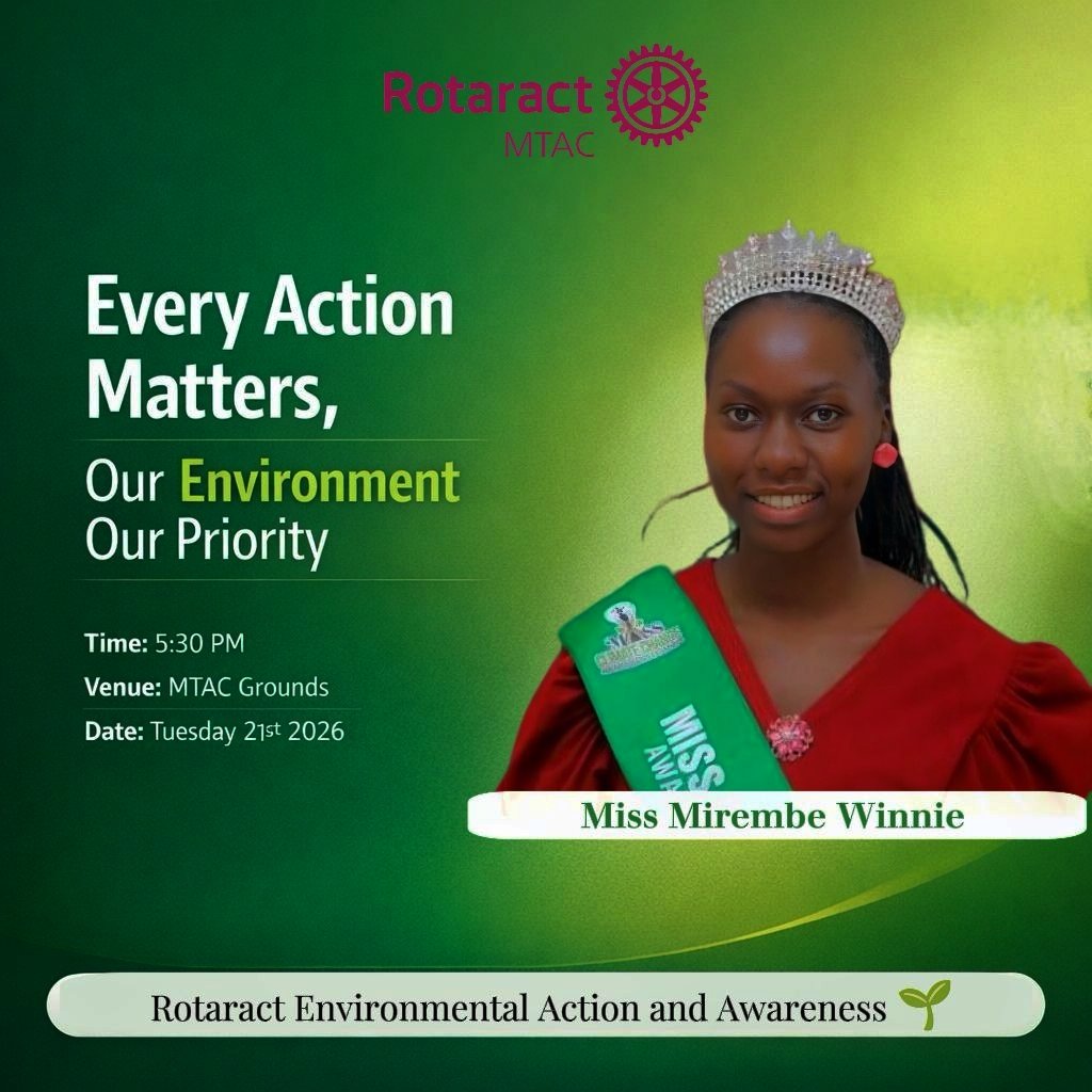 Mirembe__Winnie's tweet photo. Another opportunity to speak again in Rotary this Week, excited to speak at the  rotaract club of MTAC on a topic of "Every action matters, our environment our priority".What if your smallest habit was your biggest impact? Let’s find out 🌱 #MissClimateCentralUG26 #ClimateAction https://t.co/sSJTyYKWa2