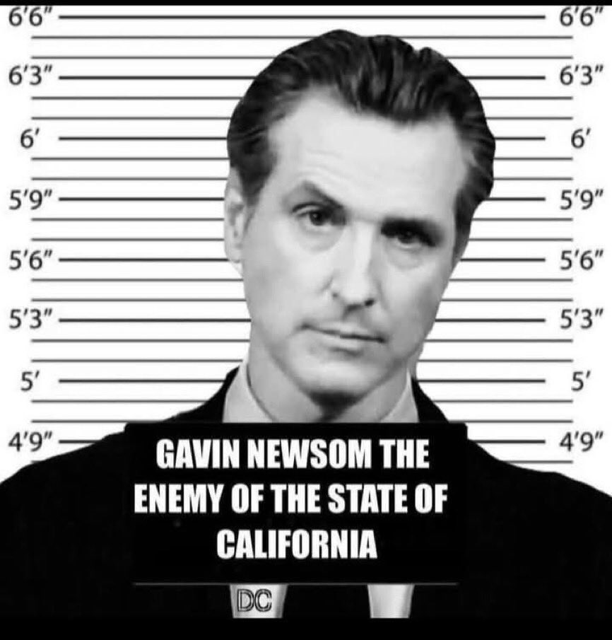 srahMcntsh's tweet image. #Newscum Corrupt Sociopath  Criminal akin to third world dictator who should BE PROSECUTED and spent rest of his miserable life in federal prison. #NEWSOM. 
#Trump