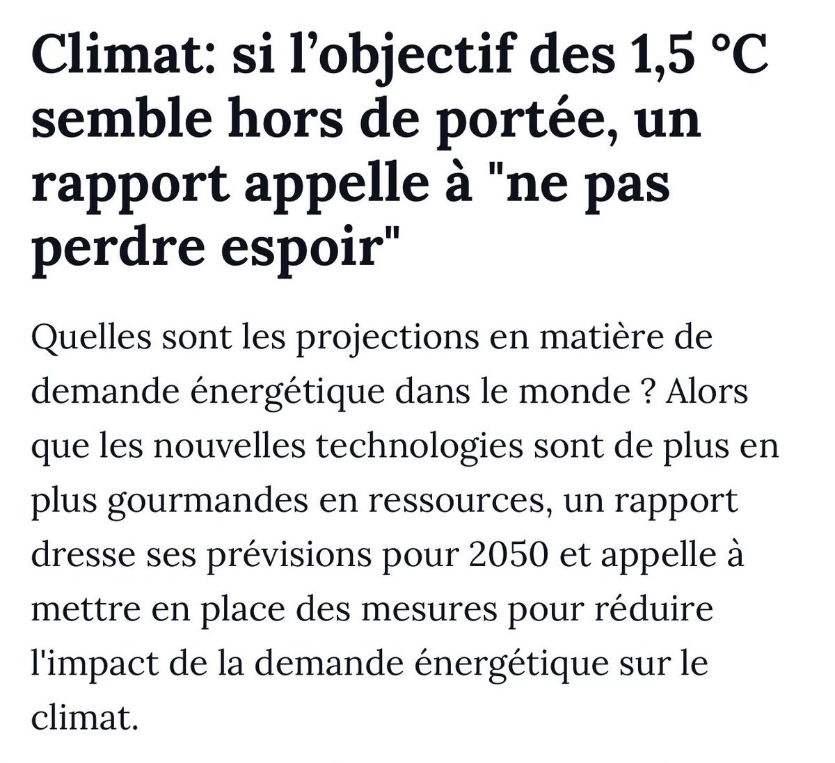 lesecologistes0's tweet image. #Climat : le plafond des Accords de Paris de +1.50 *C a déjà été atteint, mais il faut persévérer !

geo.fr/environnement/…