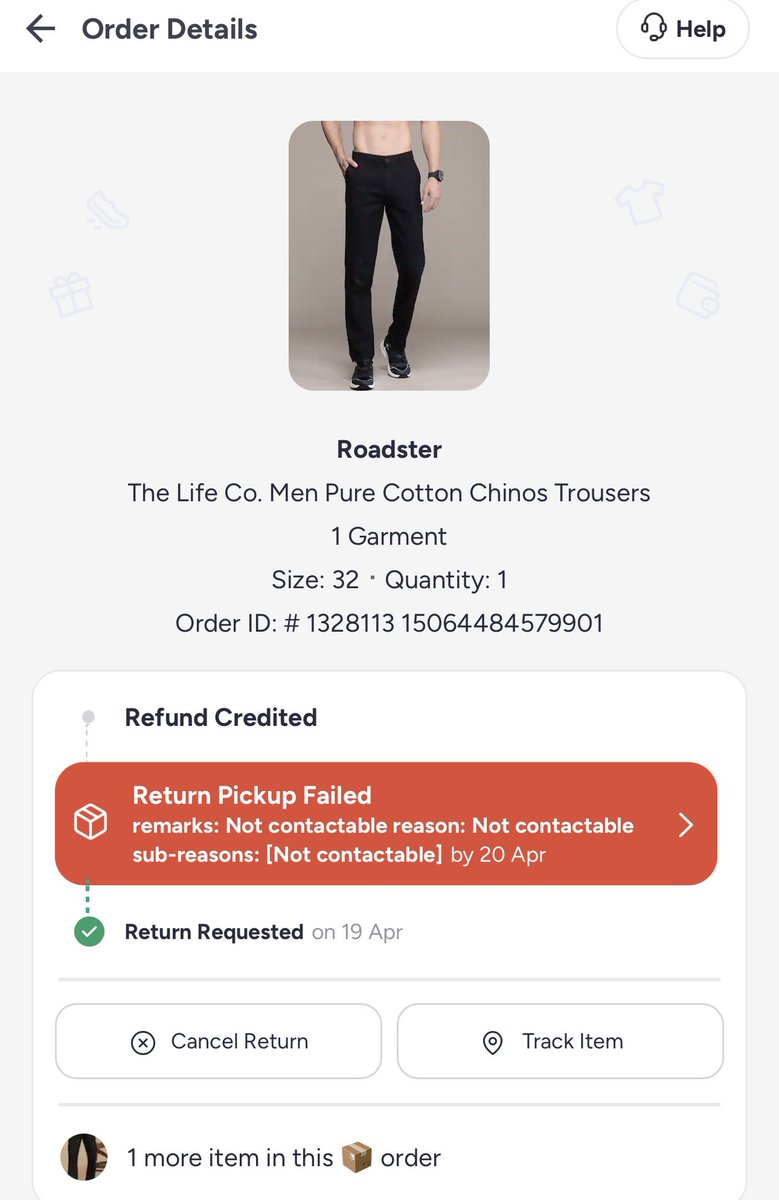 RaghavaPrashant's tweet photo. @myntra @MyntraSupport if you cant pickup return, pls initiate my refund. 
From 2 days, nobody is calling or visiting my location, n I keep getting notification of pickup failed. 

Could not even connect to chat/call agent.

Order ID: 132811315064484579901
&amp; 132811315064484579901 https://t.co/DHbJdQXqcx