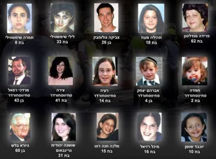 GAZAWOOD1's tweet image. 🕯️On Israel’s Memorial Day for fallen soldiers and victims of terror, we remember the victims.

On August 9, 2001, a Hamas suicide bomber walked into the Sbarro restaurant in the heart of Jerusalem and blew himself up.

16 Israelis were murdered—8 children.
140 were wounded.